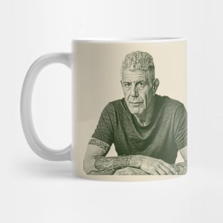 Anthony Bourdain engraving Mug